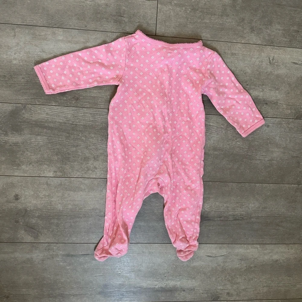 Carter's Pink Elephant Zip Up Footie Pajamas 6 Months Baby Girl